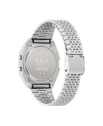 adidas Unisex Digital Two Silver-Tone Macy\'s Watch Bracelet Steel Stainless 36mm 