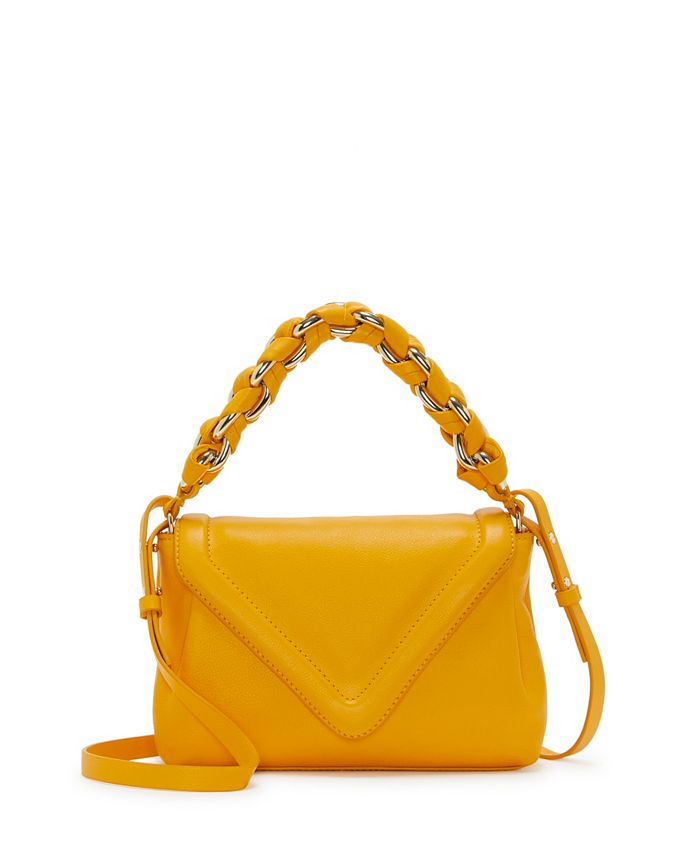 Yellow Leather-Look Top Handle Cross Body Bag