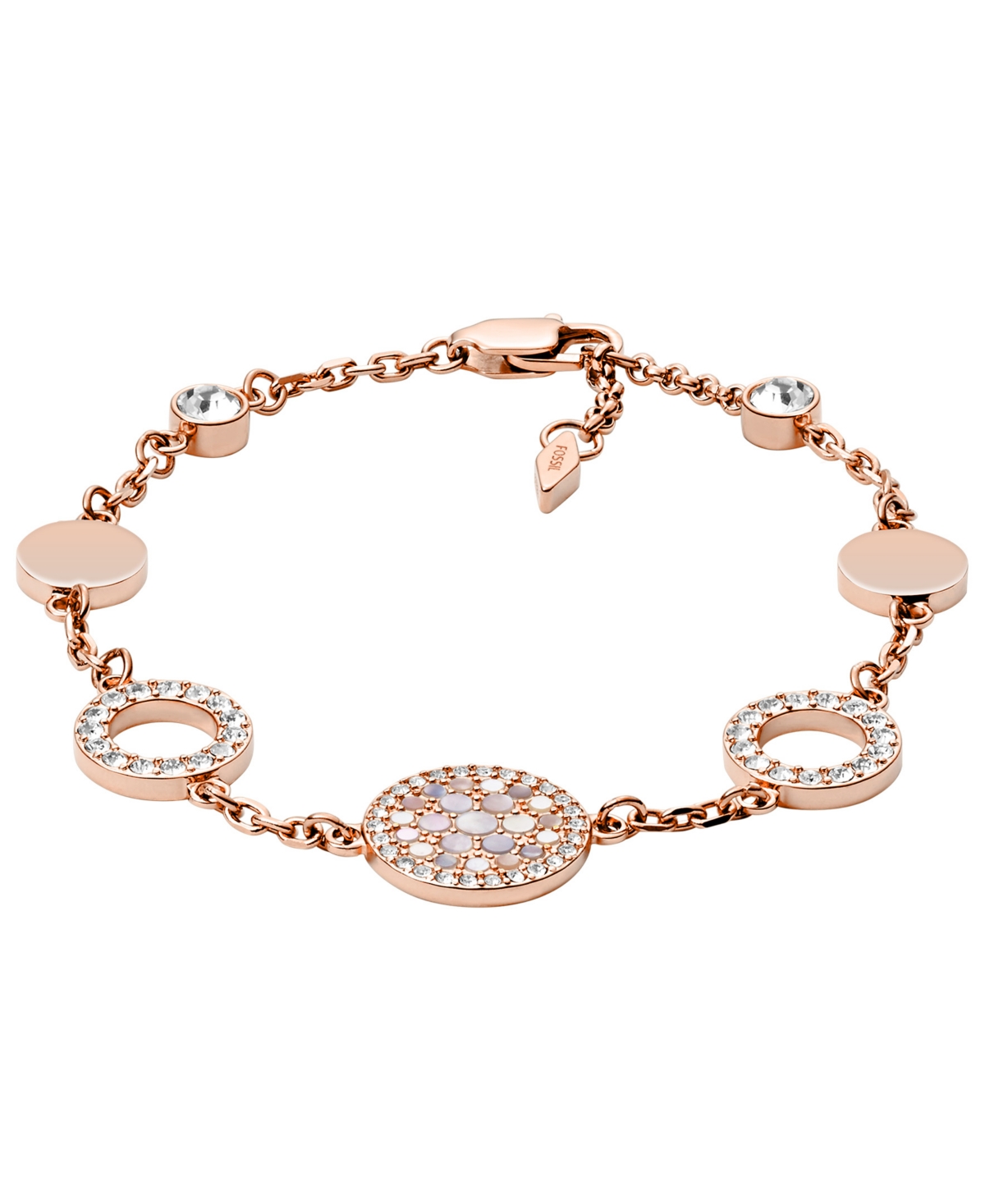 Val Mosaic Mother of Pearl Disc Station Bracelet - Rose Gold-Tone