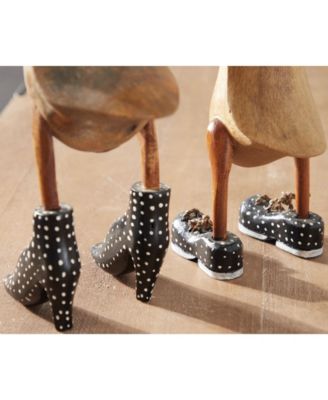 Bamboo Coastal Duck Sculpture, Set of 2