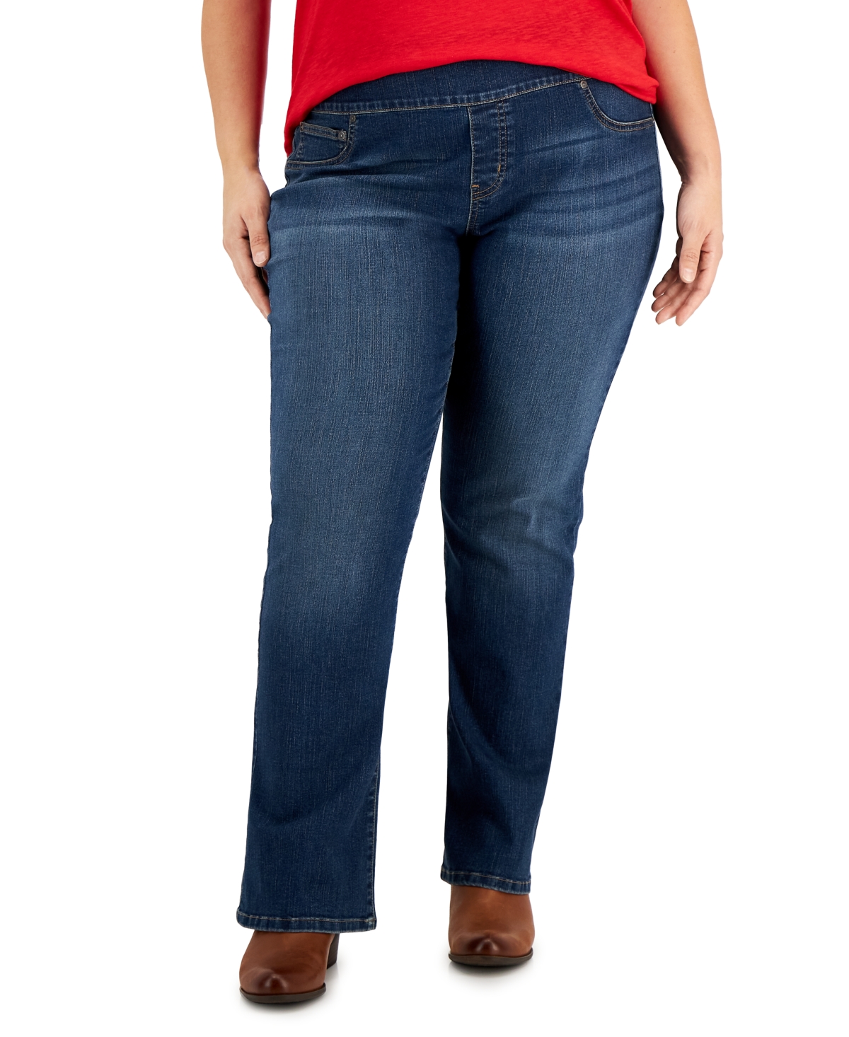 Style & Co Plus Size Mid-rise Pull On Boot-cut Jeans, Created For Macy's In Menagerie