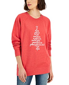 Women's Tree-Print Holiday Sweatshirt, Created for Macy's