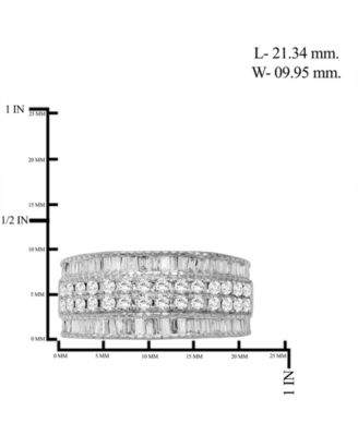 Diamond Round & Baguette Multirow Band (1 ct. t.w.) in 14k White or Yellow Gold