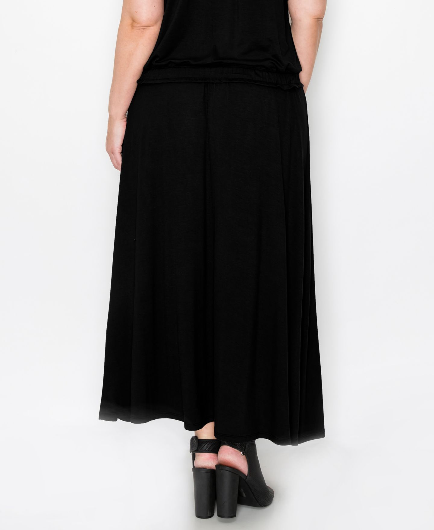 Женские юбки COIN 1804 Plus Size Elastic Waist Maxi Skirts, цвет: Чёрный — фото 2