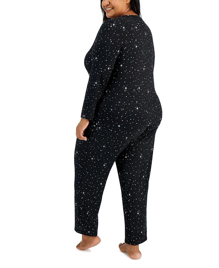 Charter Club Plus Size Printed Pajamas Set, Created for Macy's Macy's