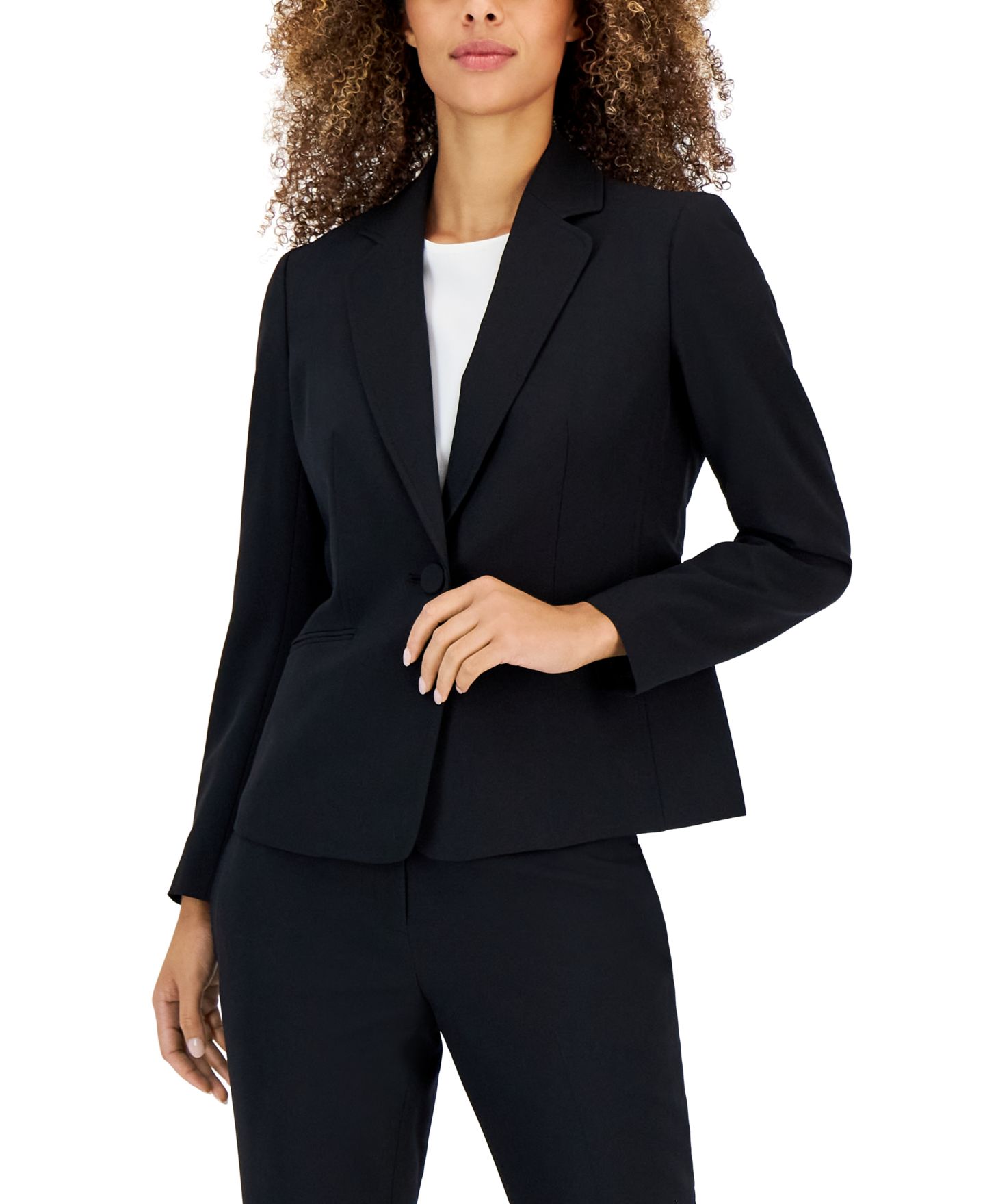 Женские комплекты Le Suit Crepe One-Button 2 Piece Pantsuit, цвет: Чёрный — фото 3
