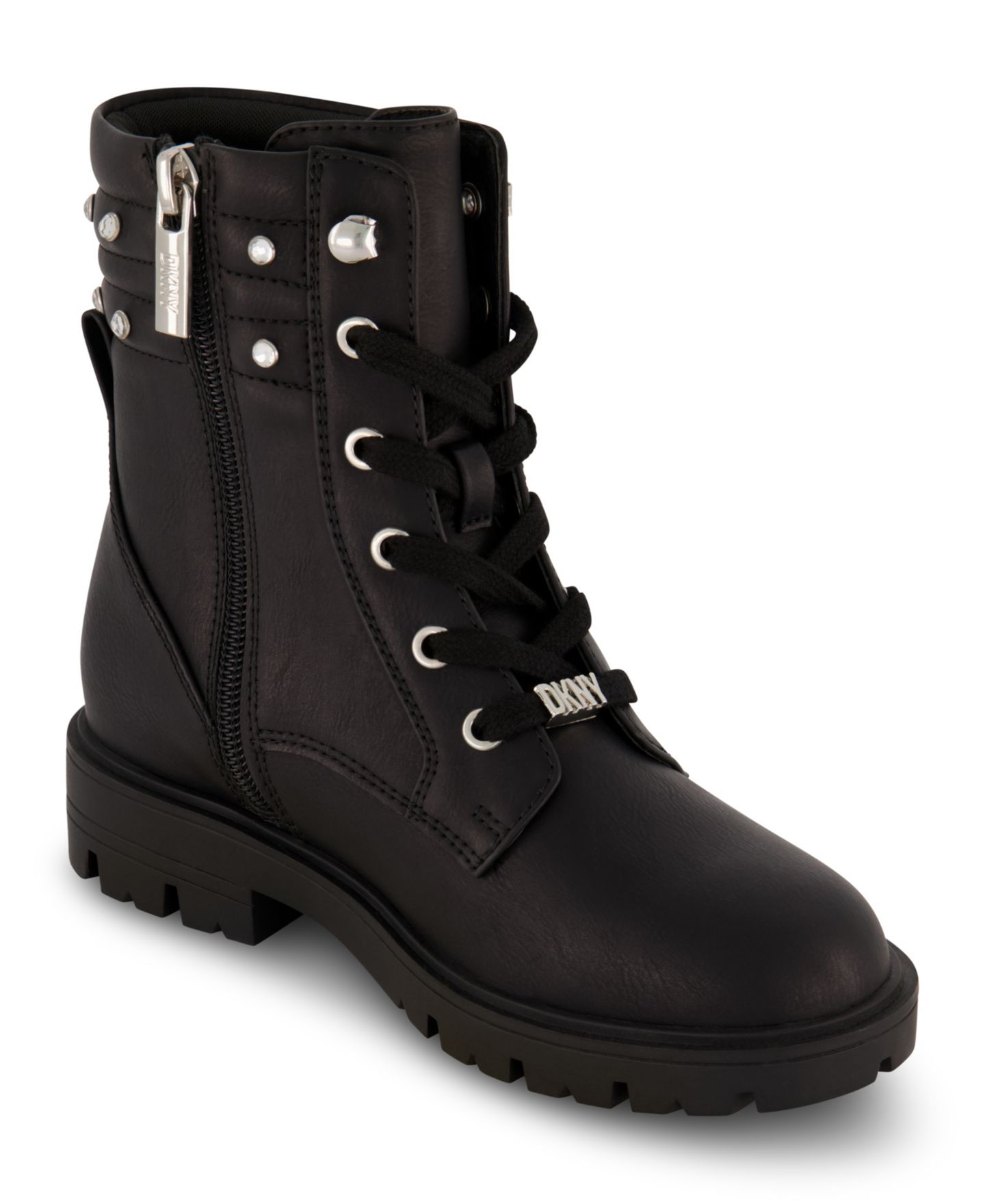 Ботинки DKNY Stassi Stone Crystal Stud Collar Moto Boots для девочек, цвет: Чёрный — фото 1