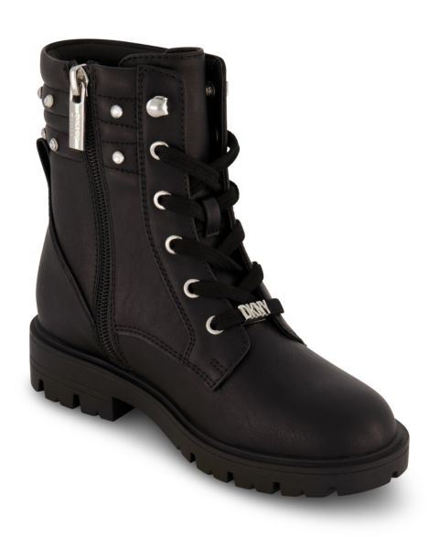 Ботинки DKNY Stassi Stone Crystal Stud Collar Moto Boots для девочек, цвет: Чёрный