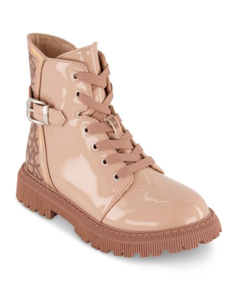 Ботинки DKNY All Over Logo Moto Boots для девочек, цвет: Серо-коричневый
