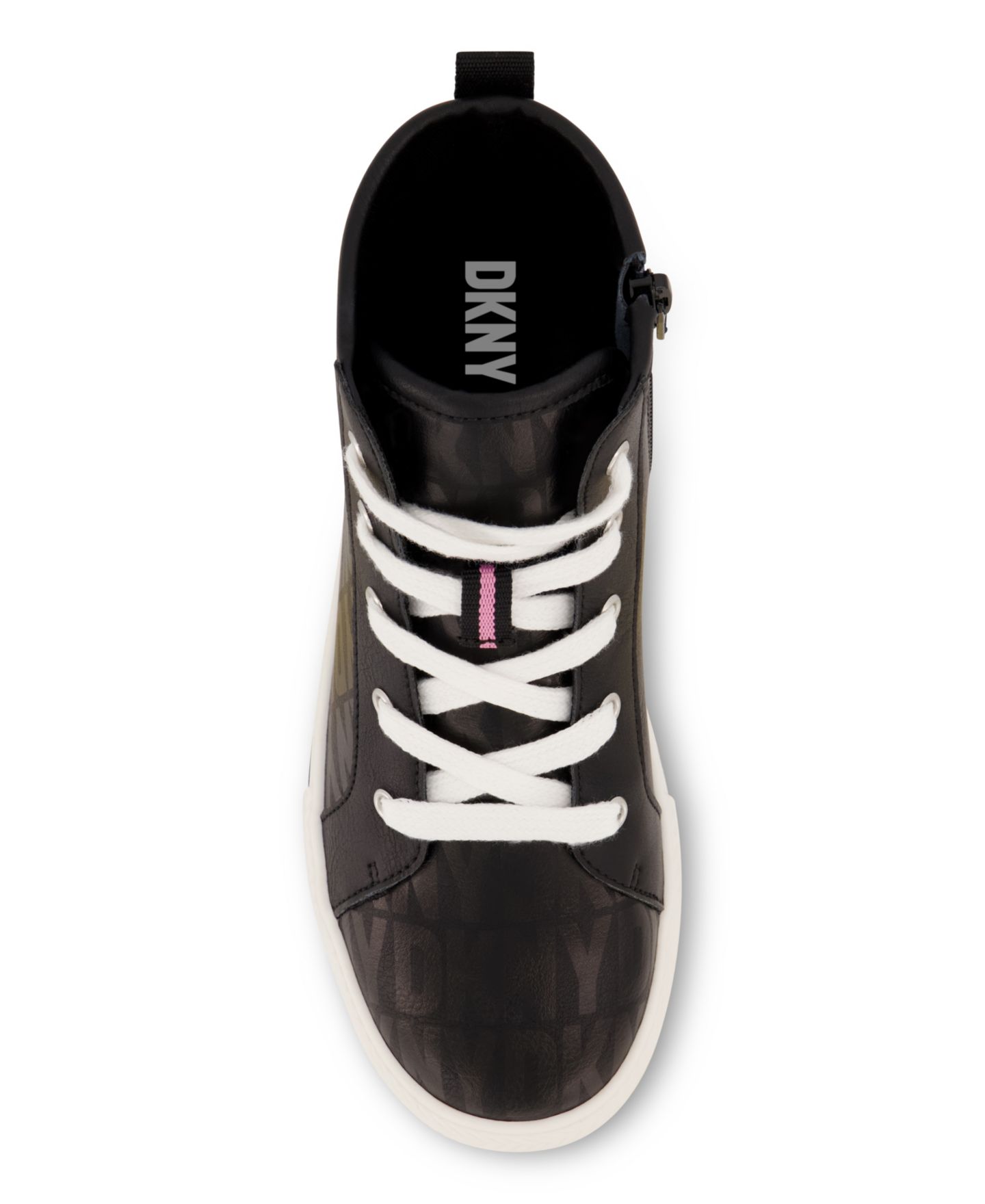 Кроссовки DKNY Side Zipper All Over Logo High Top Sneakers для девочек, цвет: Чёрный — фото 6