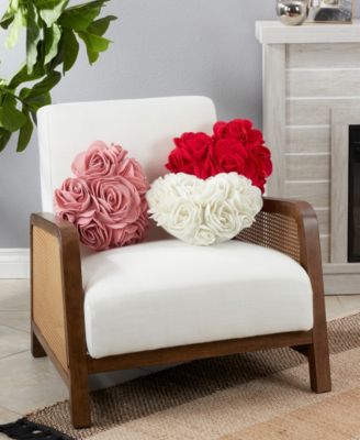 Felt Heart Design Decorative Pillow, 13" x 13"