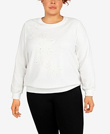 Plus Size Classics Asymmetric Floral Pullover Sweater