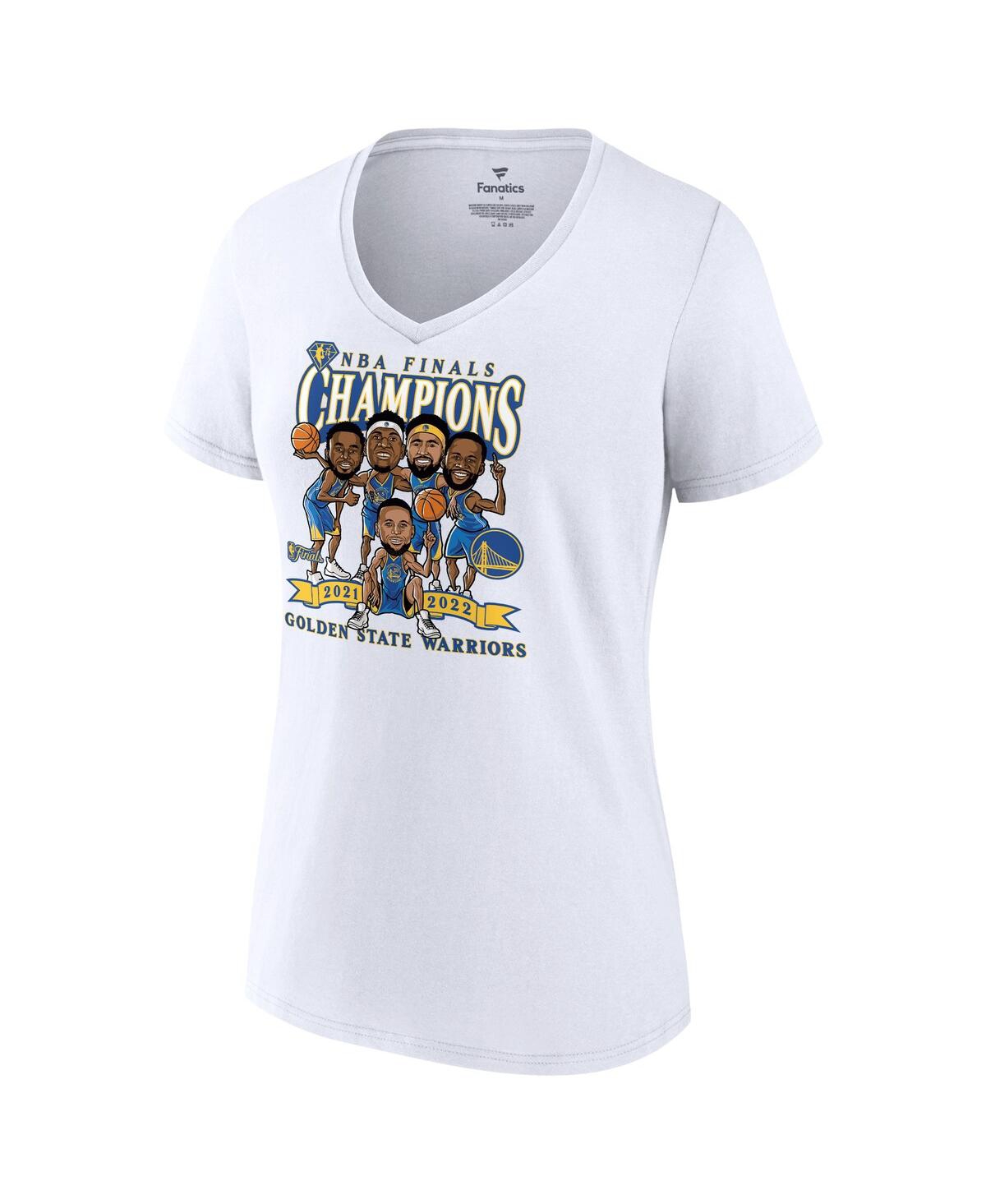 Women's FanaticsGolden State Warriors 2022 Nba Finals Champions Caricature V-Neck T-shirt - White