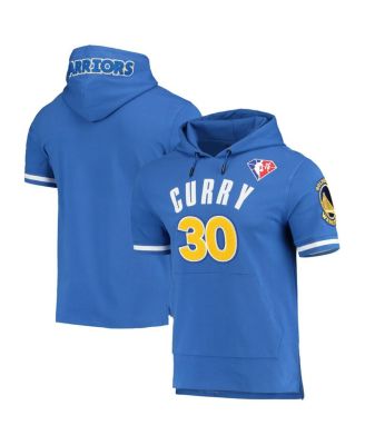 Men's Stephen Curry Royal Golden State Warriors Name and Number Short Sleeve Pullover Hoodie