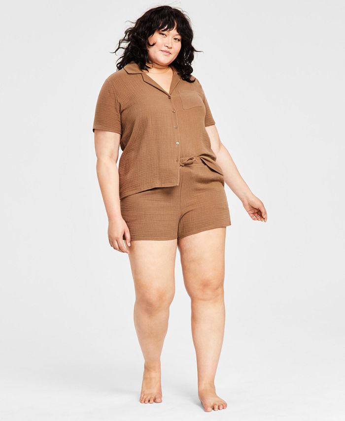 Jenni Women's Cotton Gauze Shorts Pajama Set, Created for Macy's