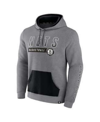 Men's Heathered Gray Brooklyn Nets Off The Bench Color Block Pullover Hoodie