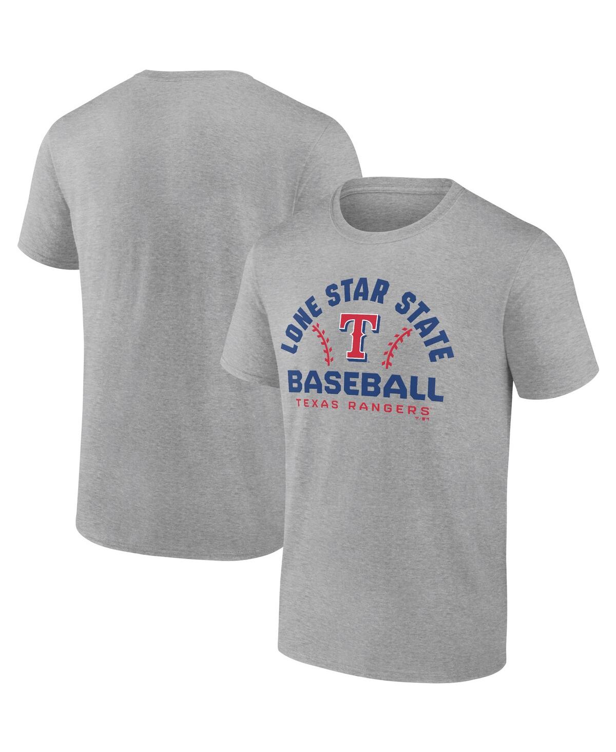 Shop Fanatics Men's  Heather Gray Texas Rangers Iconic Go For Two T-shirt In Heathered Gray