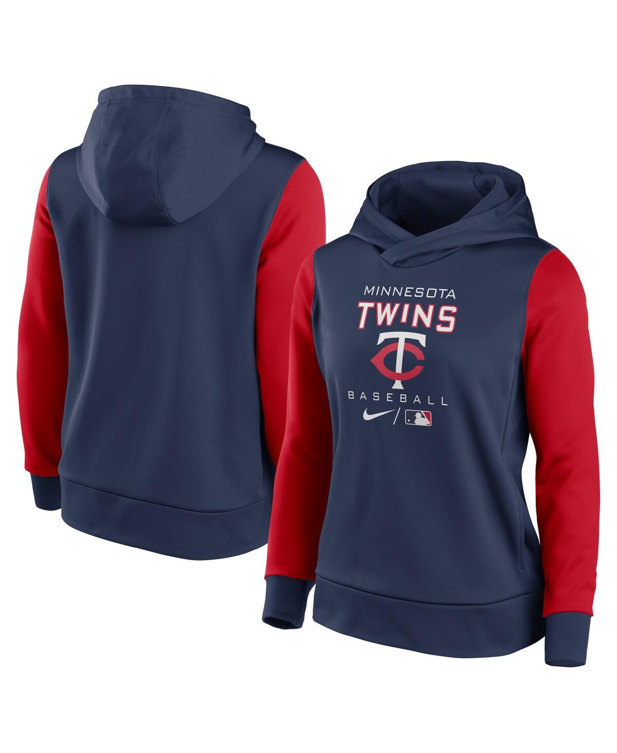 Women's Nike Navy and Red Minnesota Twins Authentic Collection Pullover Hoodie
