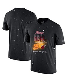 Men's Black Miami Heat Courtside Splatter T-shirt