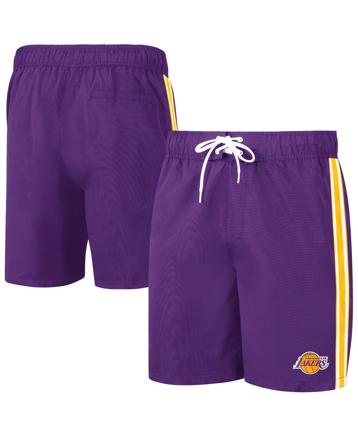 Shop G-iii Sports By Carl Banks Men's  Purple, Gold Los Angeles Lakers Sand Beach Volley Swim Shorts In Purple,gold