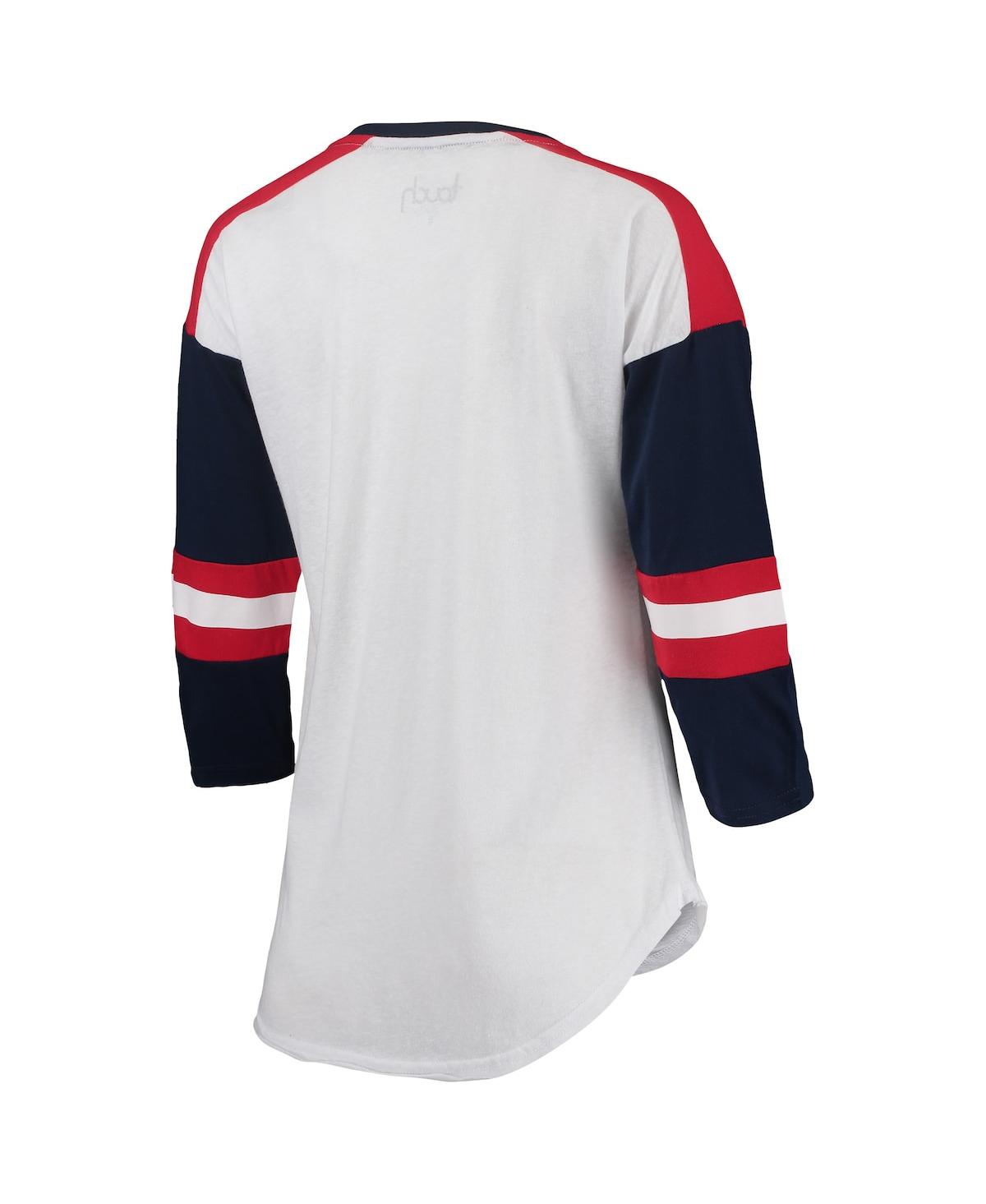 Touché Women's Touch White And Navy Boston Red Sox Base Runner 3/4-sleeve V-neck T-shirt In White,red