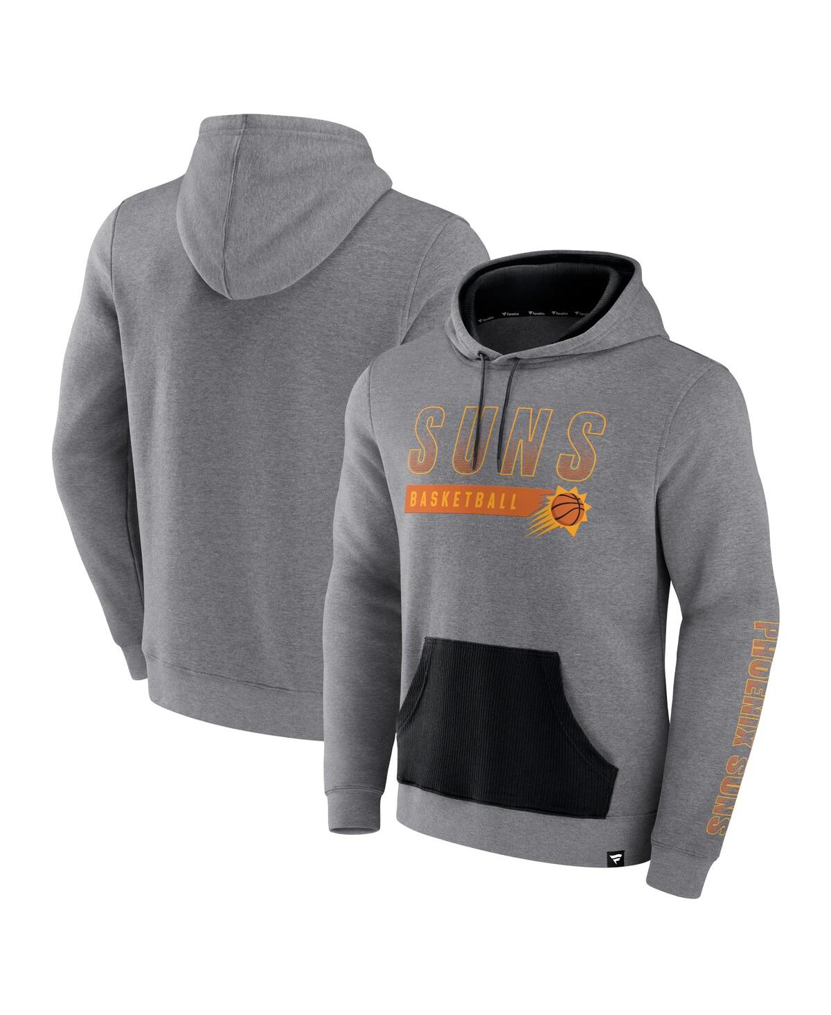 Shop Fanatics Men's  Heathered Gray Phoenix Suns Off The Bench Color Block Pullover Hoodie