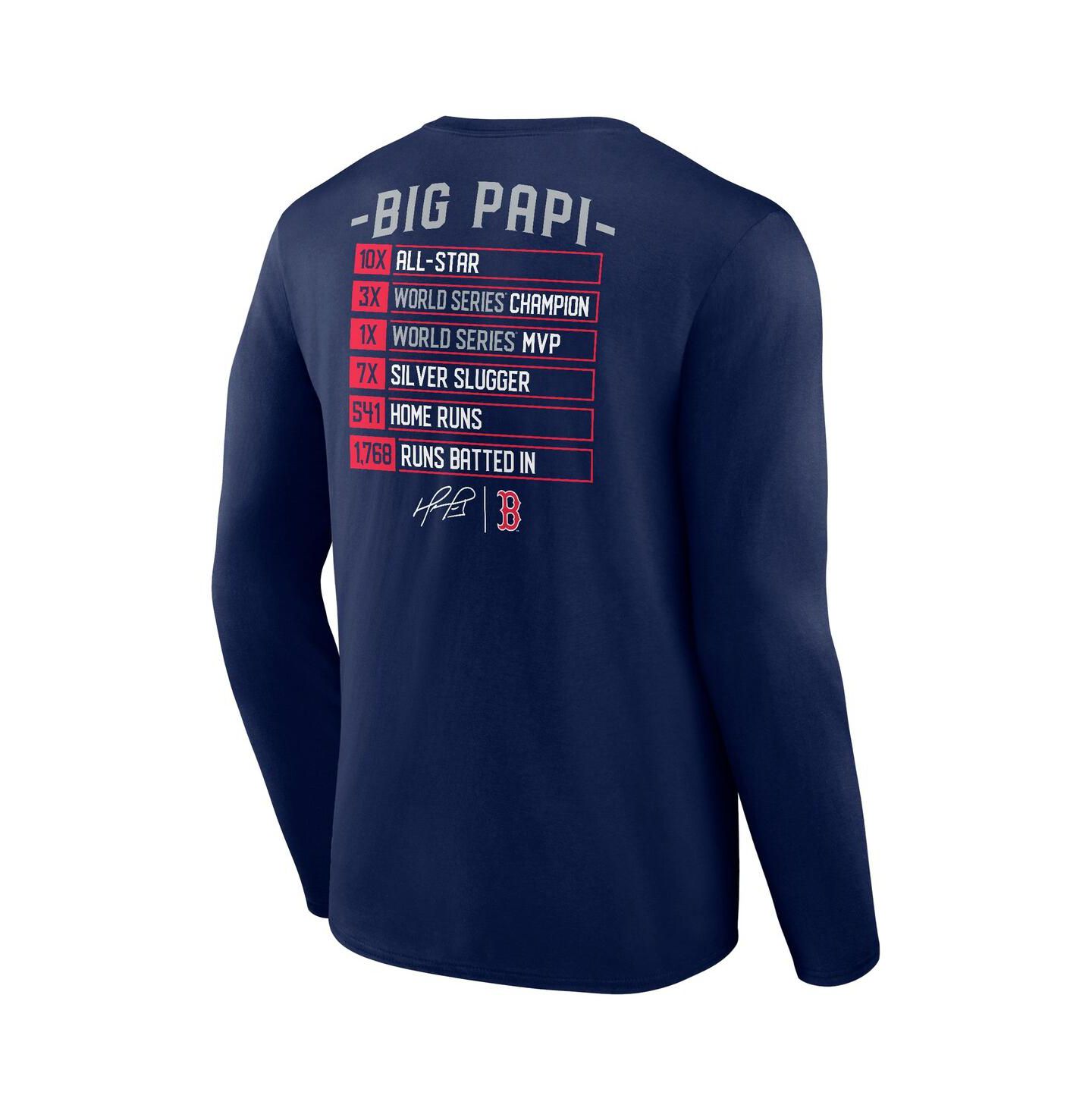Мужская футболка Fanatics David Ortiz Navy Boston Red Sox Stats Resume Long Sleeve — фото 4