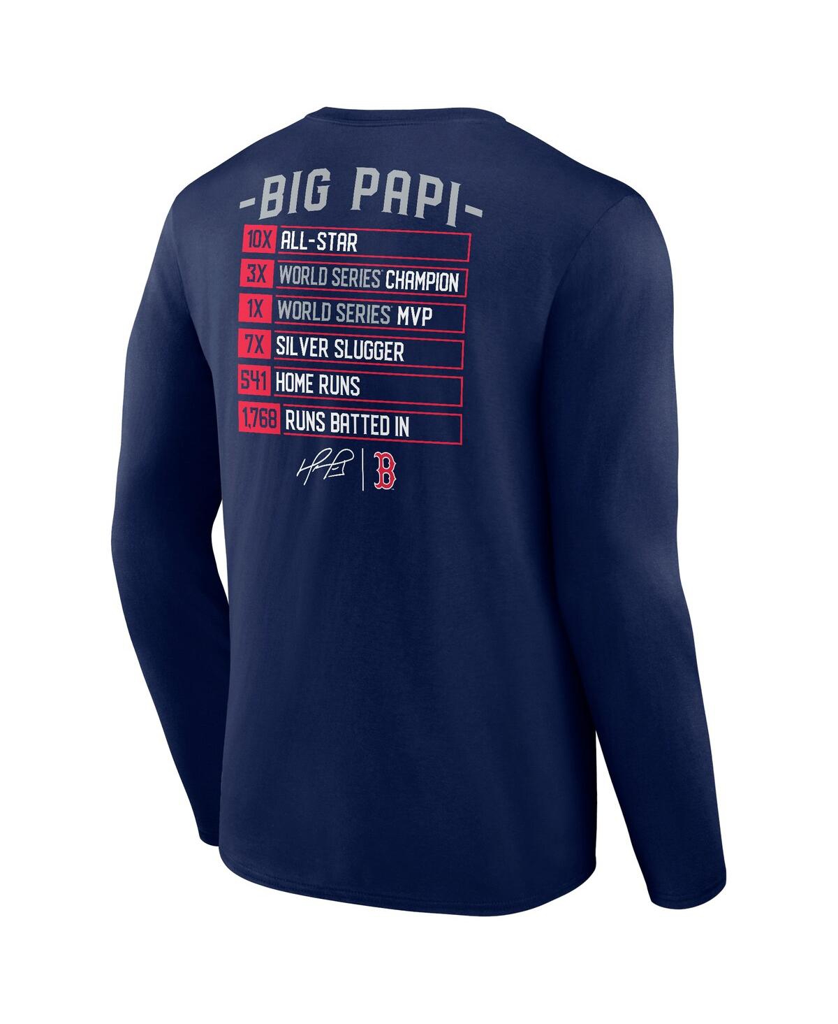 Fanatics Branded David Ortiz Navy Boston Red Sox Stats Resume Long Sleeve T-shirt In Navy