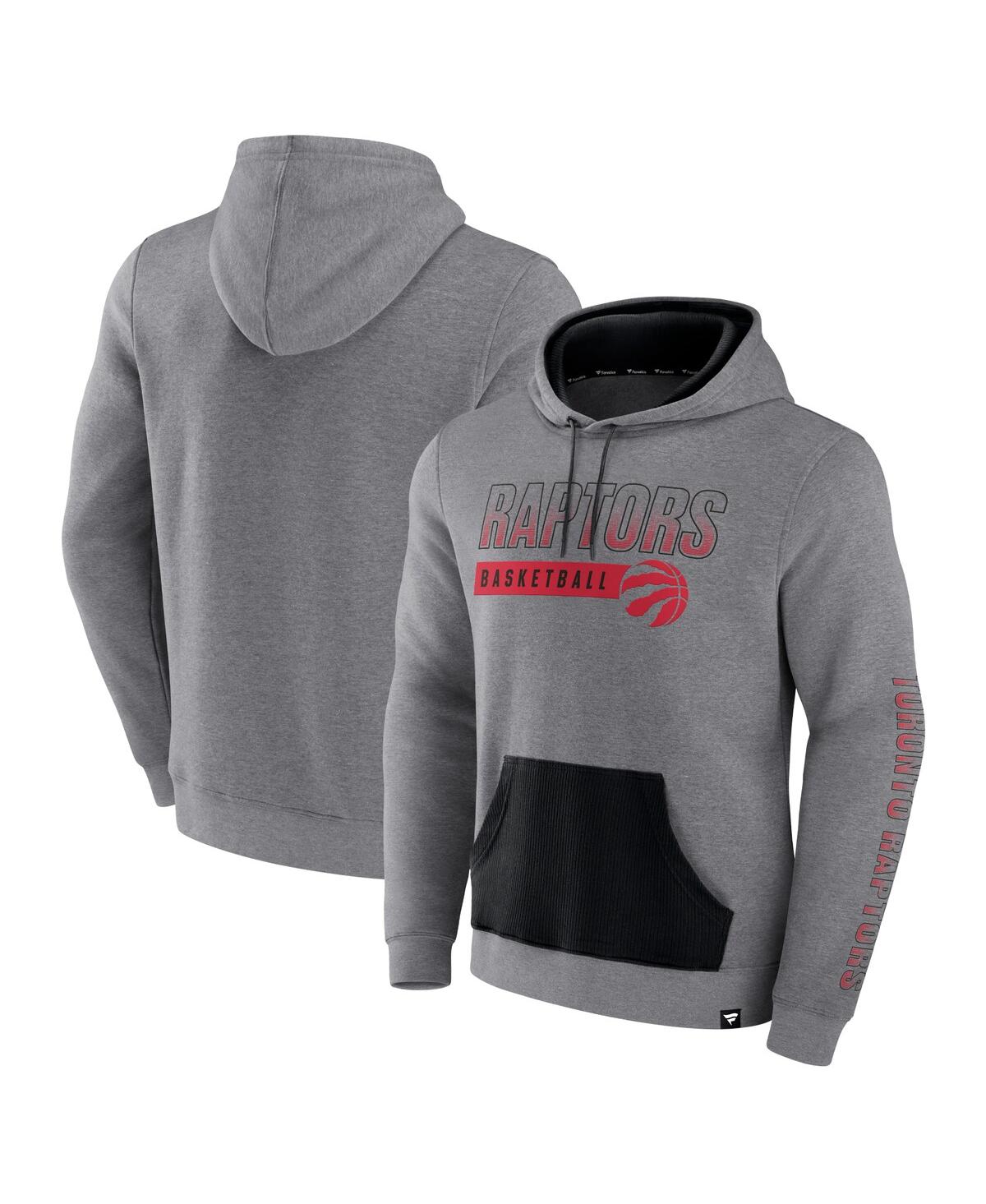 Shop Fanatics Men's  Heathered Gray Toronto Raptors Off The Bench Color Block Pullover Hoodie