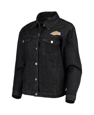 Women's Black Los Angeles Lakers Patch Denim Button-Up Jacket
