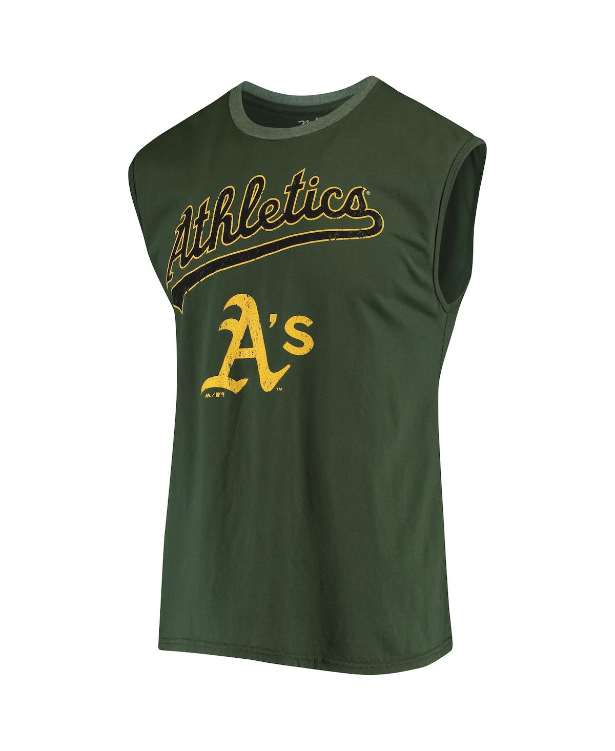Shop Majestic Men's  Threads Green Oakland Athletics Softhand Muscle Tank Top