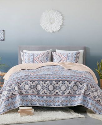 Madison Park Anisa Reversible Coverlet Sets Collection In Blue/blush