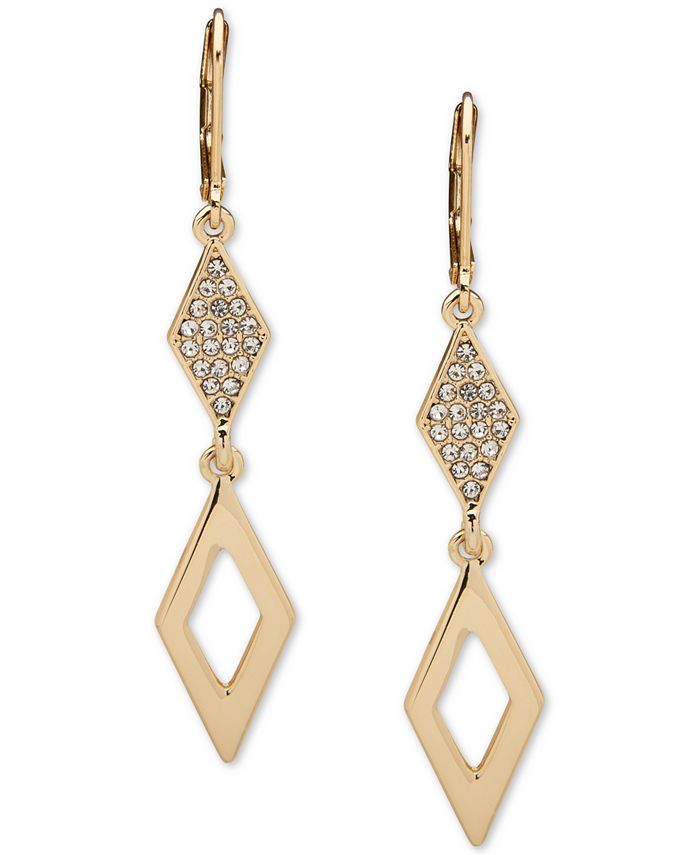 KARL LAGERFELD PARIS Gold-Tone Pavé Geometric Drop Earrings - Macy's