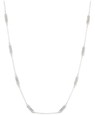 Lauren Ralph Lauren - Silver-Tone Pav&eacute; Tube Collar Necklace, 16" + 3" extender