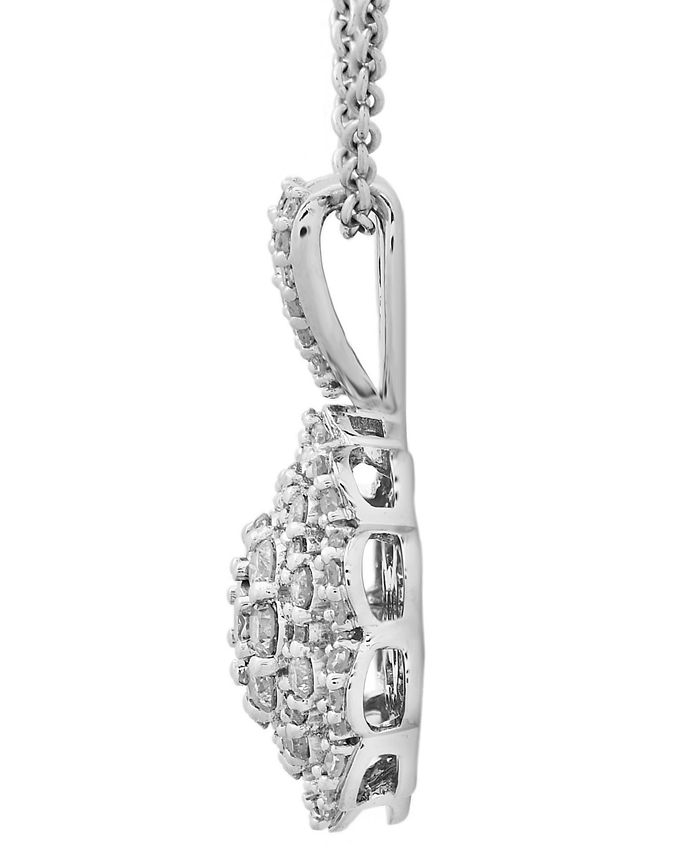 Macy's Diamond Flower Cluster Pendant Necklace (1/2 ct. t.w.) in 10k White Gold, 16" + 2