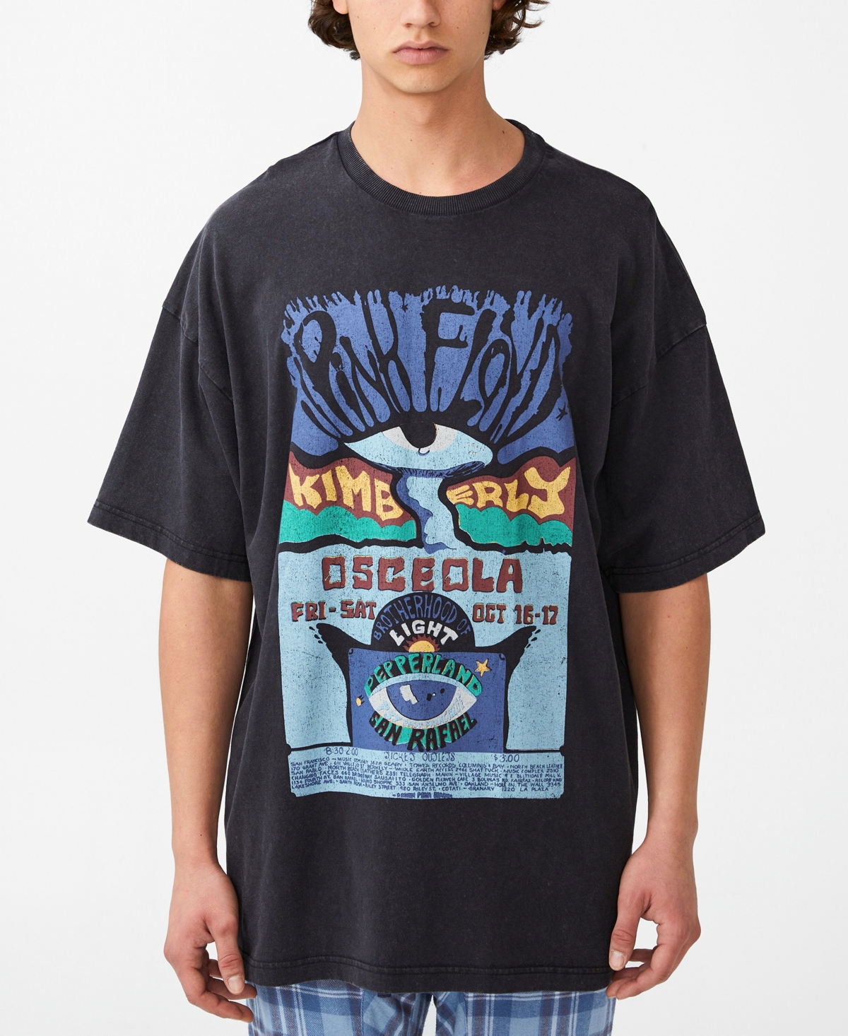 Cotton On Men's Oversized Vintage-like T-shirt In Licensed Per Black/pink Floyd Kimberly