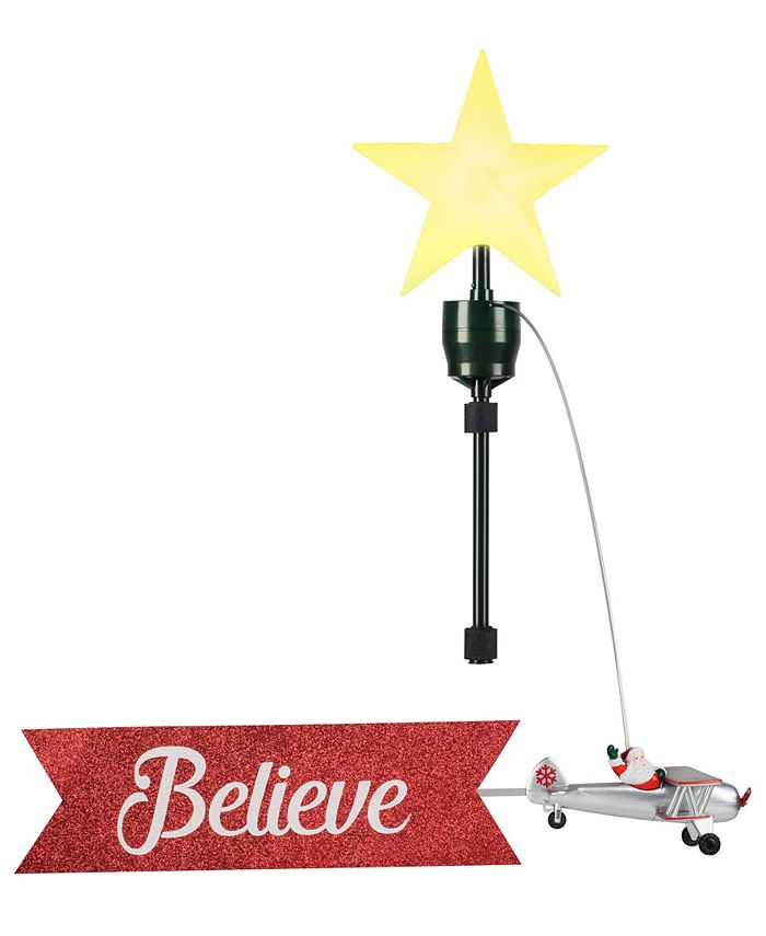 Mr. Christmas Animated Tree Topper Santa's Sleigh with Banner Santa