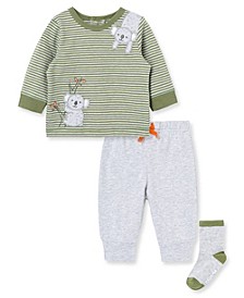 Baby Boys and Girls Koala T-shirt, Joggers and Socks, 3-Piece Set