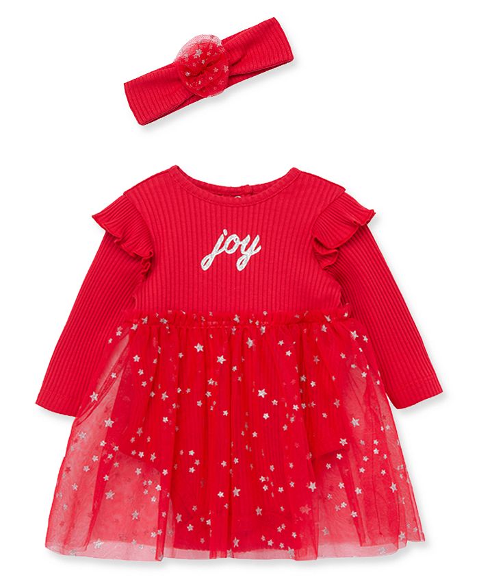 Little Me Baby Girls Joy Christmas Tutu Bodysuit Dress with