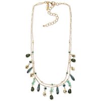 Style & Co 17-1/5 + 3 Inch Extender Lobster Clasp Closure Mixed Bead Layered Statement Necklace (Green)