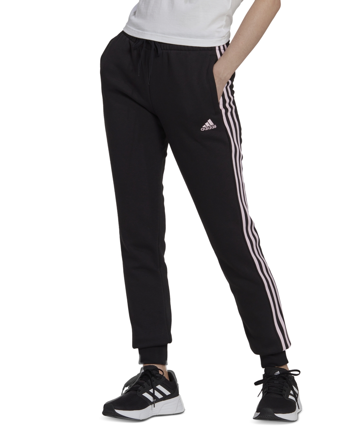  adidas Women's 3-Stripe Cotton Fleece Sweatpant Jogger