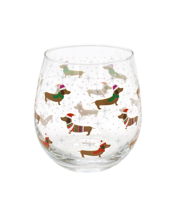 TMD Holdings and Dachshund Stemless Wine Glasses Set, 4 Piece