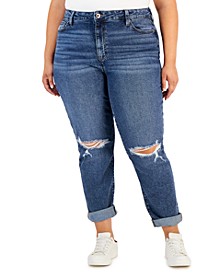Trendy Plus Size Cuffed Mom Jeans