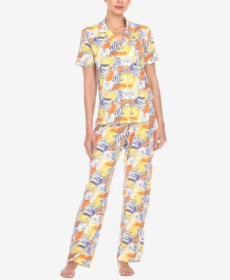 Women's 2 Piece Tropical Print Pajama Set