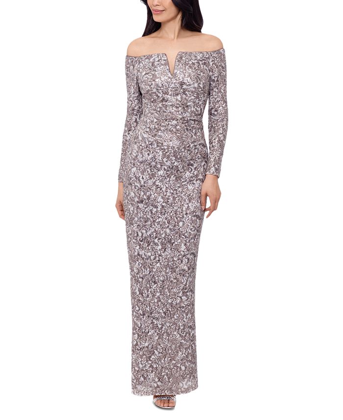 Macy's off the shoulder gown store