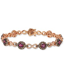Chocolatier® Raspberry Rhodolite (3-1/6 ct. t.w.) & Diamond (2-3/8 ct. t.w.) Halo Infinity Link Bracelet in 14k Rose Gold
