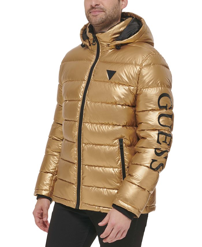 GUESS Men's Hooded Holographic Puffer Jacket, Created For Macy's Macy's