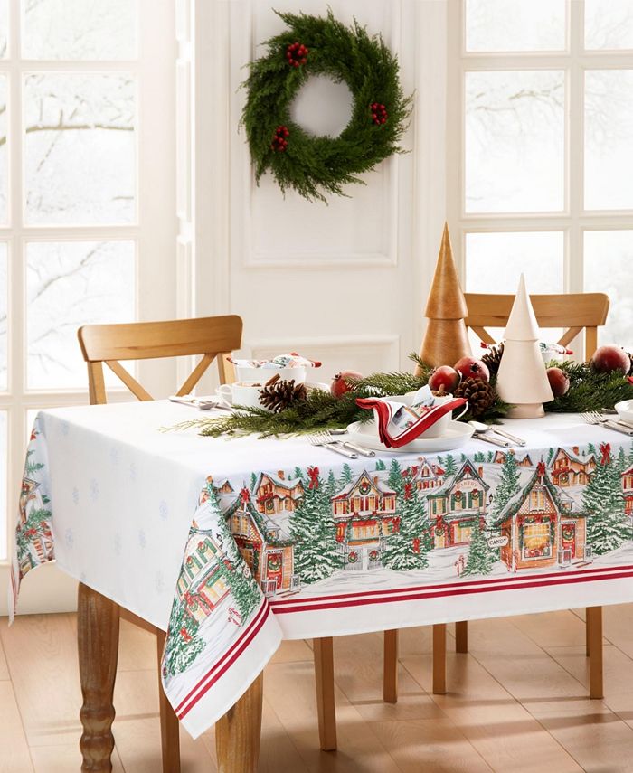 Elrene Storybook Christmas Village Holiday Tablecloth, 120" x 60" Macy's