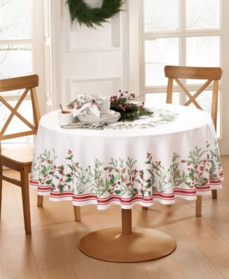 Winter Holiday Berry Fabric Tablecloth, 70" x 70"