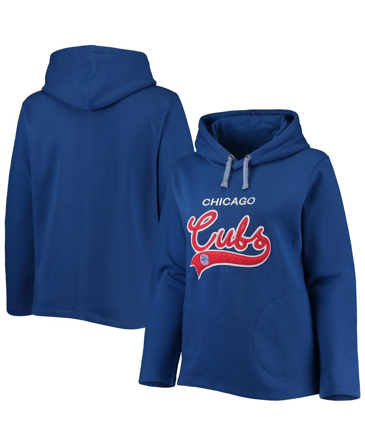 Women's Soft as a Grape Royal Chicago Cubs Plus Size Side Split Pullover Hoodie - Royal
